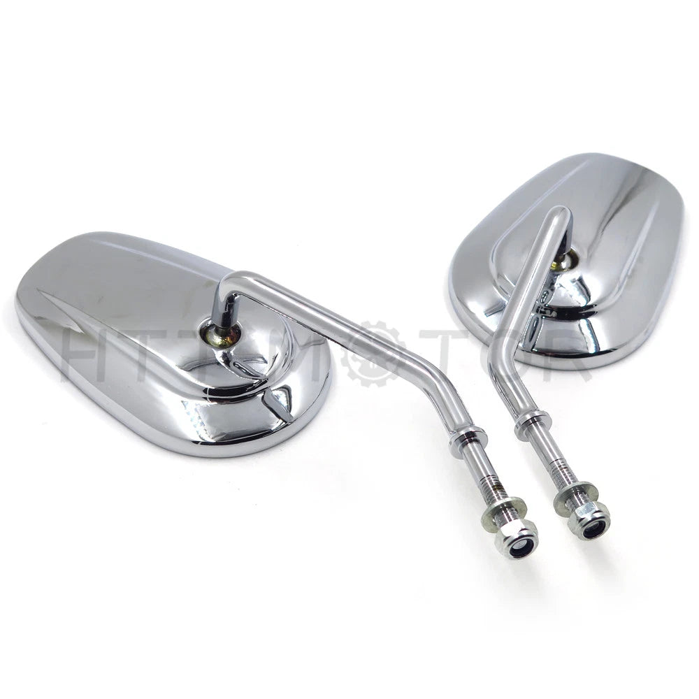 Chrome Tapered Teardrop Rearview Long Stem Mirrors for Harley Motorcycle