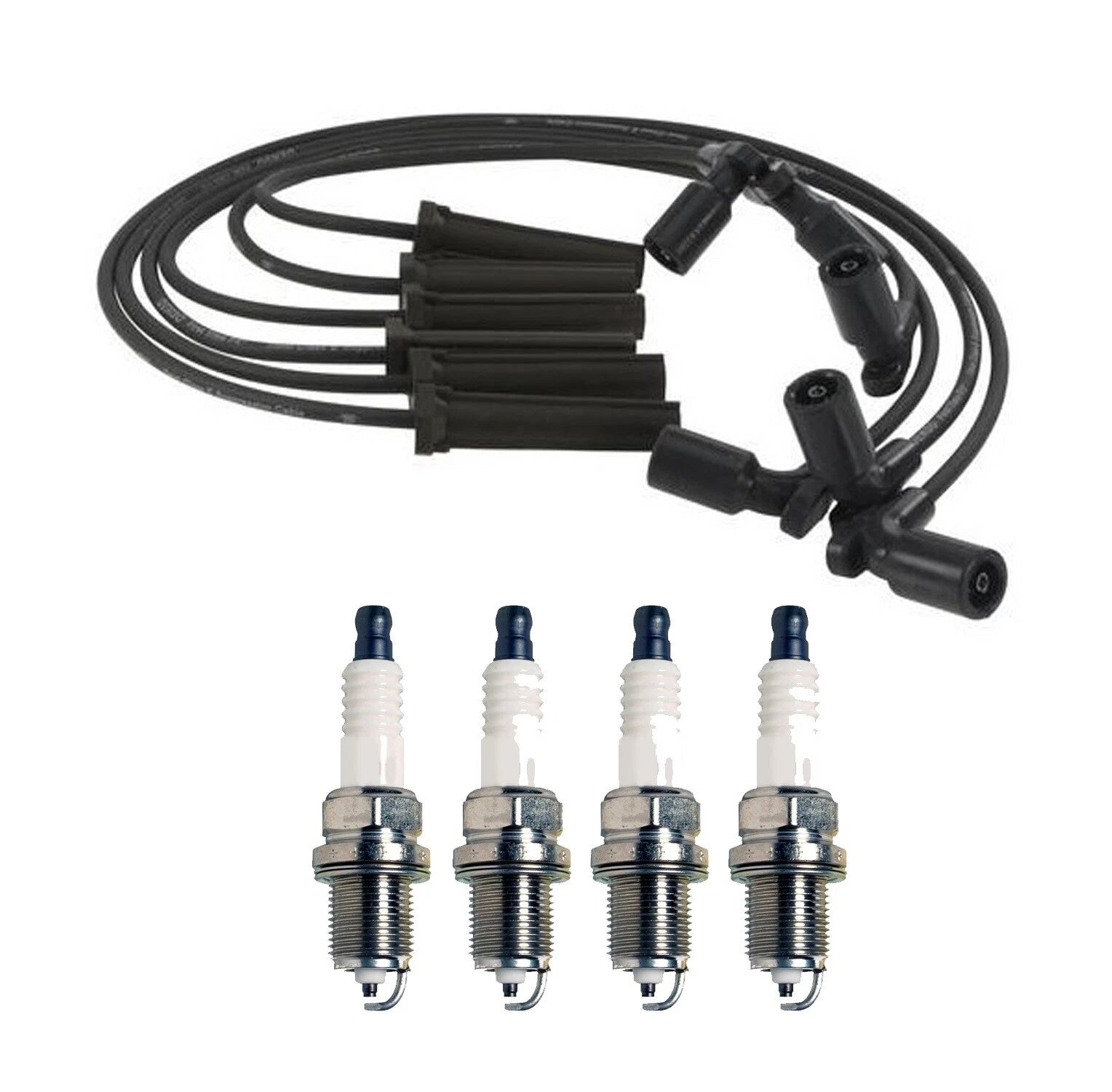 Denso 8mm Wire Set & 4 U-Groove Spark Plugs for Mazda Tribute (2001–2007)