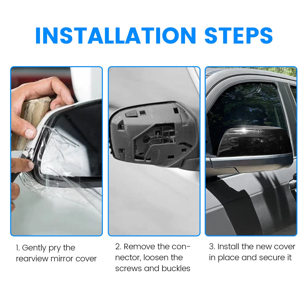 2X Gloss Black Side Mirror Cover Caps for Toyota Tundra Sequoia (2007–2019)