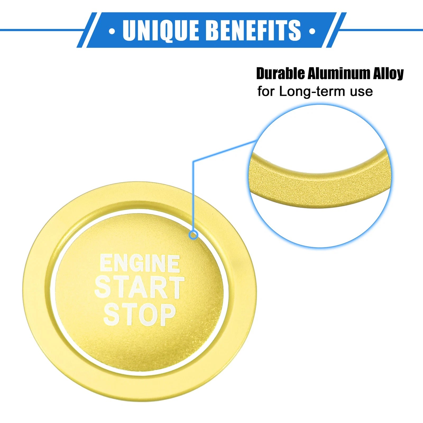 Engine Start Stop Button Cover Kit for Toyota Highlander (2020–2022) Gold Tone