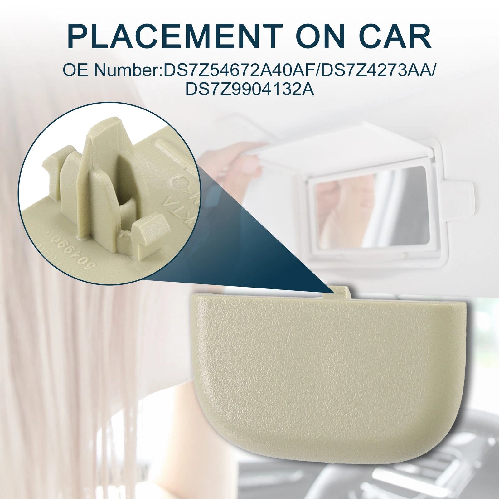 Set of 1 Makeup Mirror Cover Sun Visor Cap Clip for Ford (DS7Z54672A40AF)