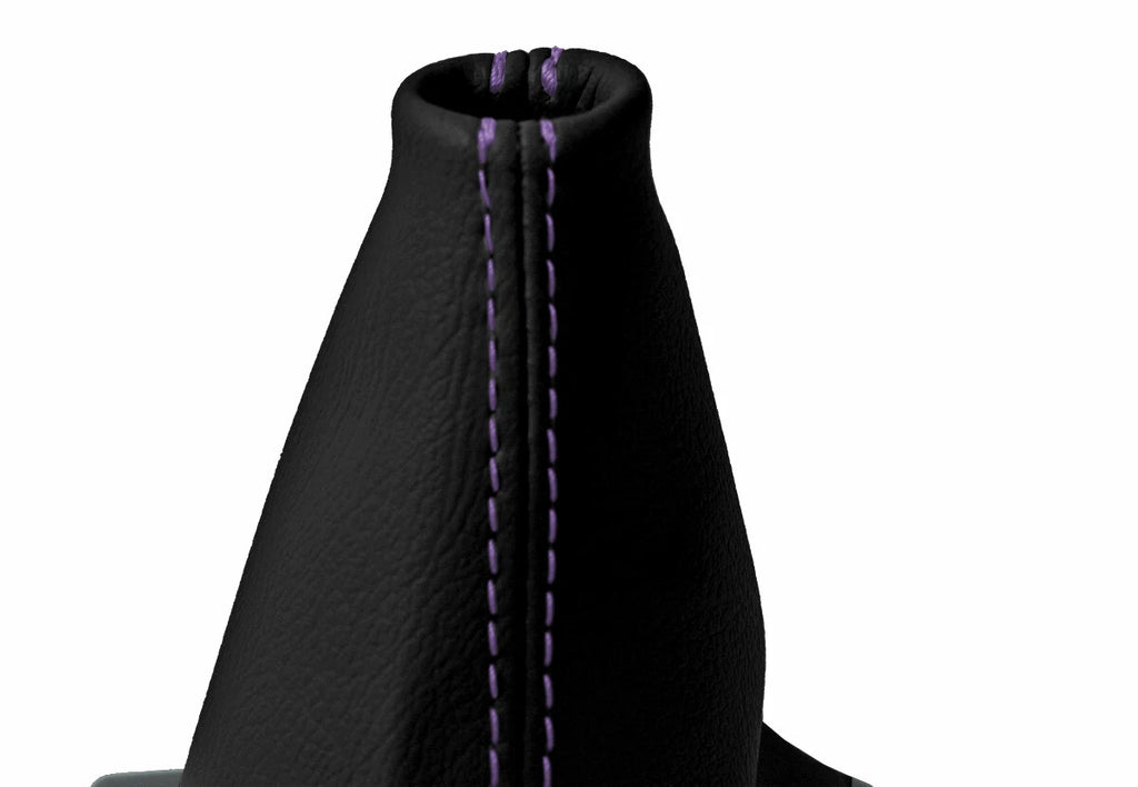 Leather Automatic Shift Boot Cover for Kia Optima (2011–2015) Black Purple Stitch