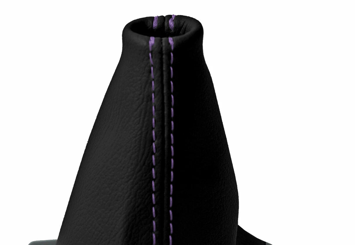 Leather Automatic Shift Boot Cover for Kia Optima (2011–2015) Black Purple Stitch