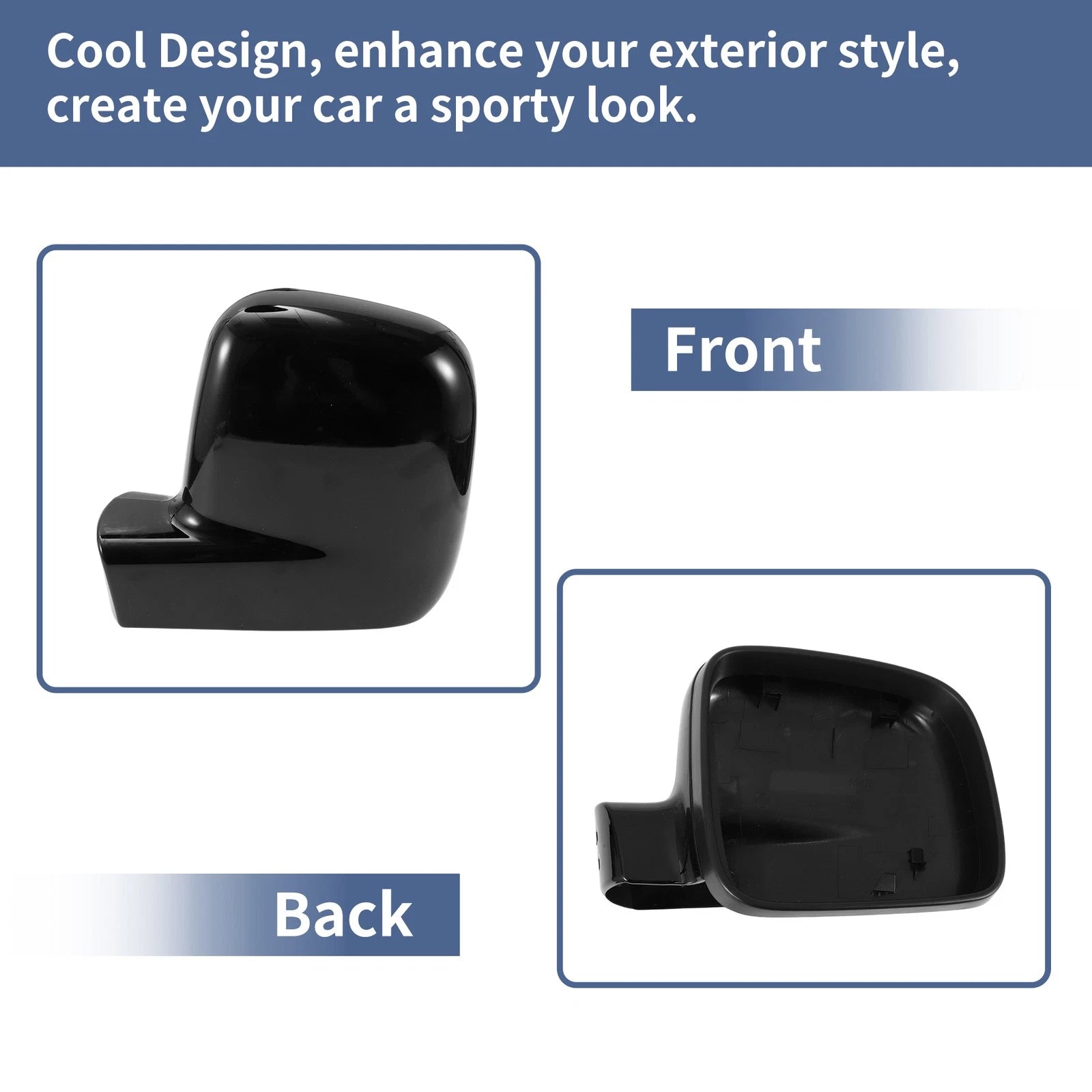 Mirror Cover Cap Set of 2 Gloss Black for Volkswagen Transporter 