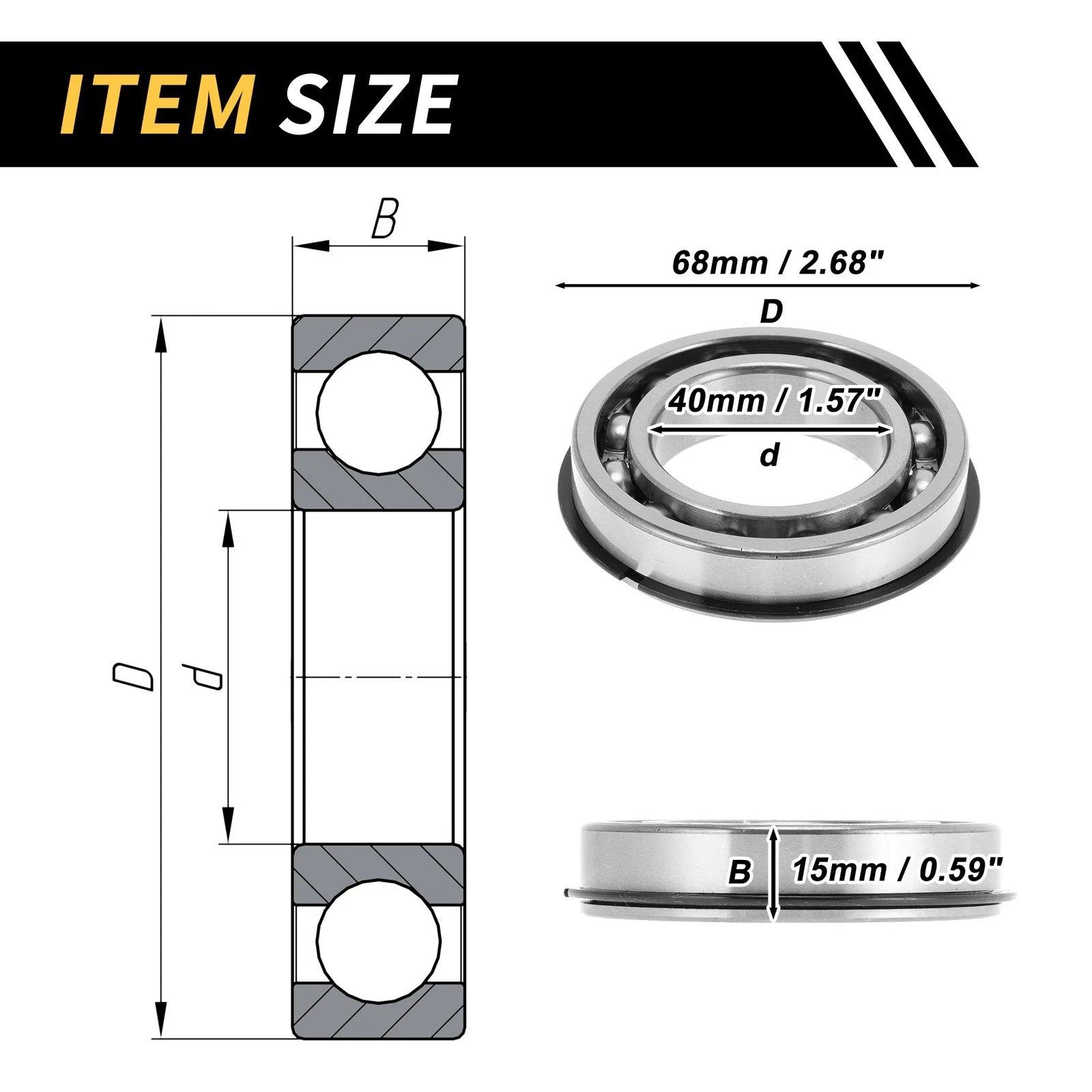 Deep Groove Ball Bearing P6 for Scooter Skateboard Wheel (40x68x15mm)