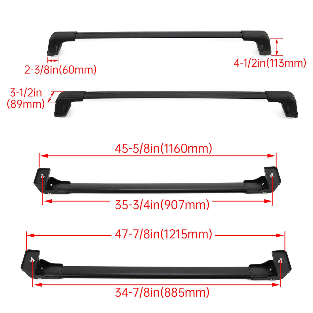 Set of 2 Roof Rack Cross Bars for Mazda 5 (2006–2017) Black Aluminum