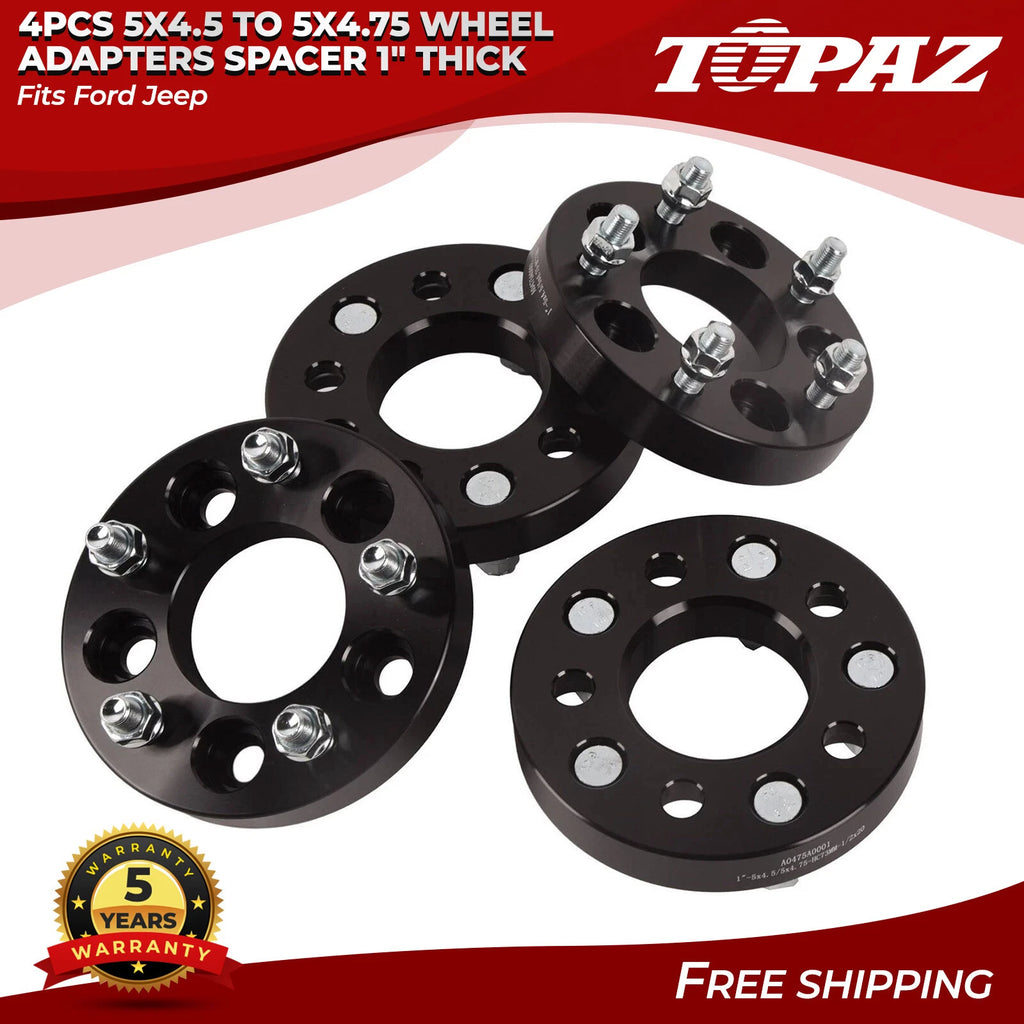 Set of 4 Wheel Adapters 5x4.5 to 5x4.75 for Ford Jeep