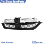 Front Upper Honeycomb Bumper Grille for Honda CR-V (2017–2019) Chrome Black
