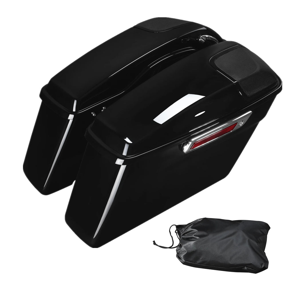 Vivid Black Hard Saddlebags w/ 5x7" Speaker Lids for Harley Touring (2014–2023)