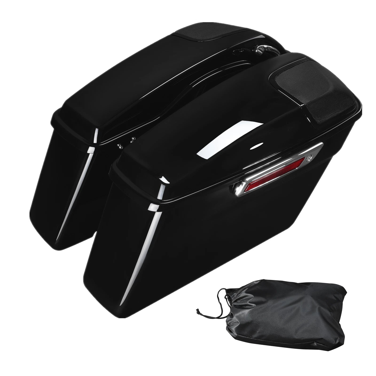 Vivid Black Hard Saddlebags w/ 5x7" Speaker Lids for Harley Touring (2014–2023)