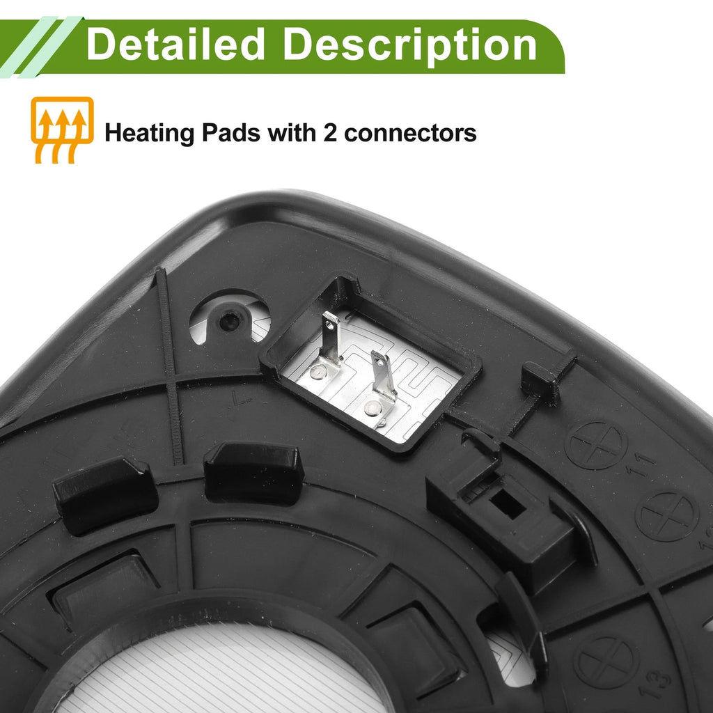 Heated Right Side Mirror Glass for Hyundai Accent (2011–2017)