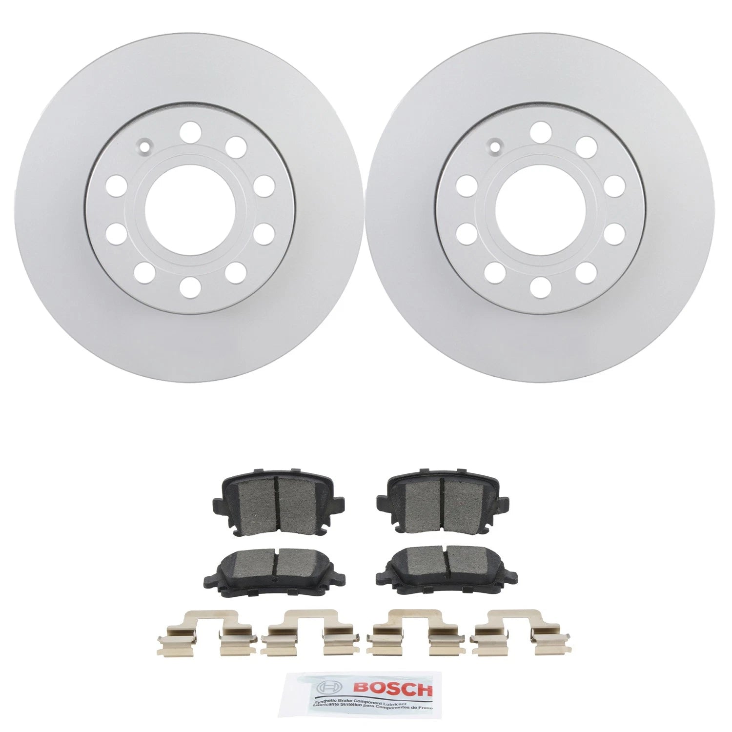 Bosch QuietCast Rear Rotors & Ceramic Brake Pads for A3 Jetta Rabbit (2006–2013)