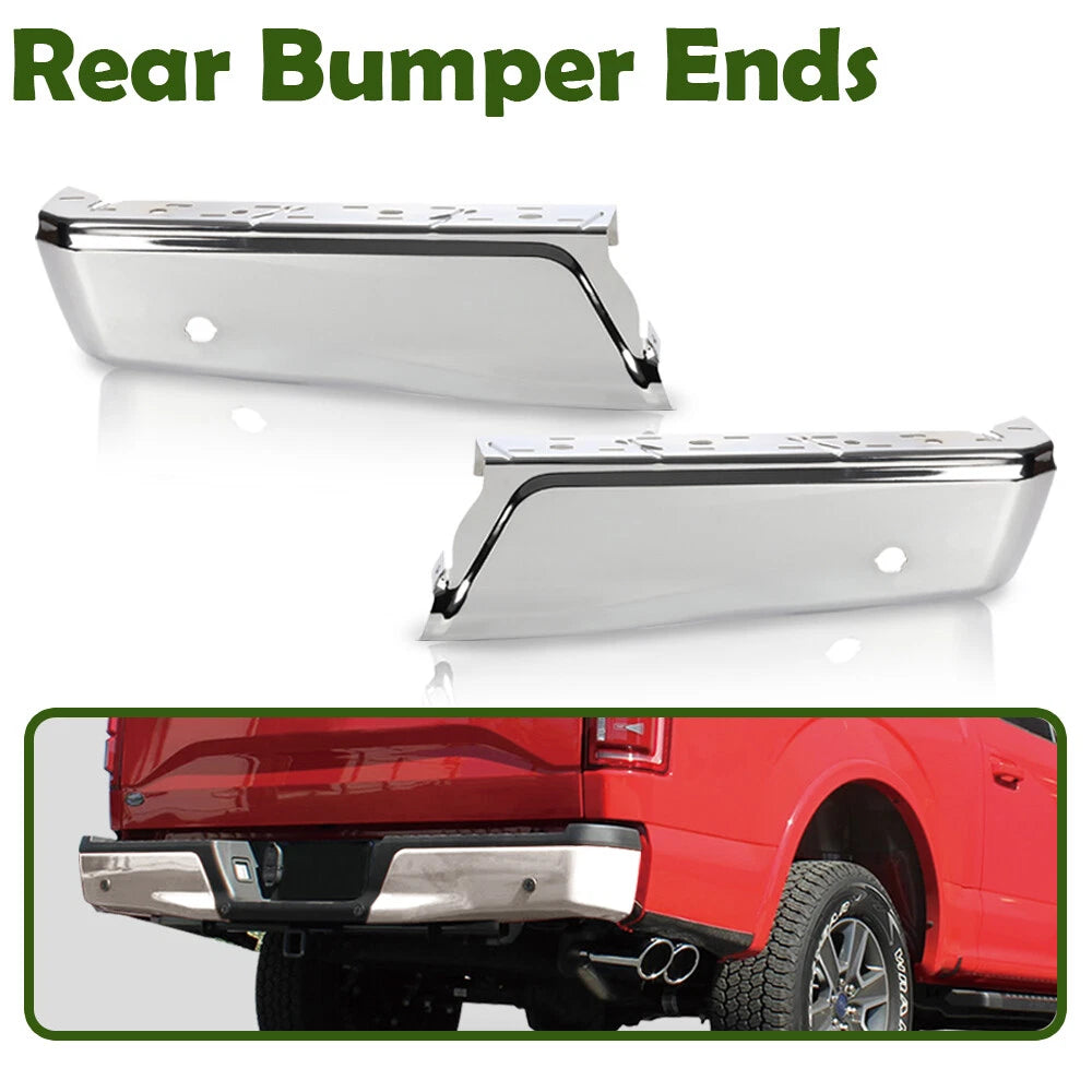 Set of 2 Chrome Rear Bumper Ends for Ford F150 (2015–2020)