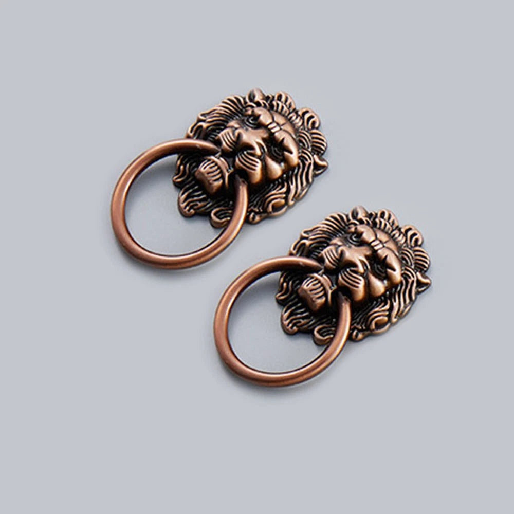 2X Lion Head Cabinet Pull Knobs for Furniture Drawer Door
