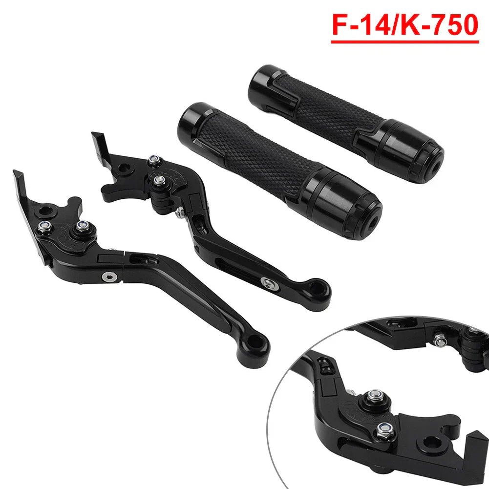 Black Extendable Brake Clutch Lever Grip Set for Kawasaki Ninja 650R (2006-2011)