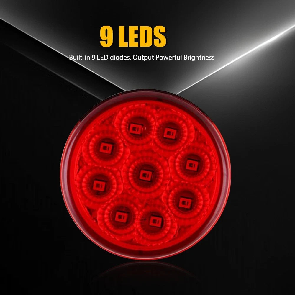5pcs 2" Round 9LED Trailer Side Marker Lights for Truck
