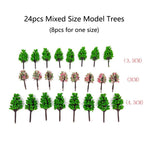 24pc Mixed Size Model Trees for Train Railroad Scenery (DIY Craft)