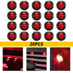 20X Red 3/4" Bullet LED Round Side Marker Lights for Trailer Truck RV (N/A)
