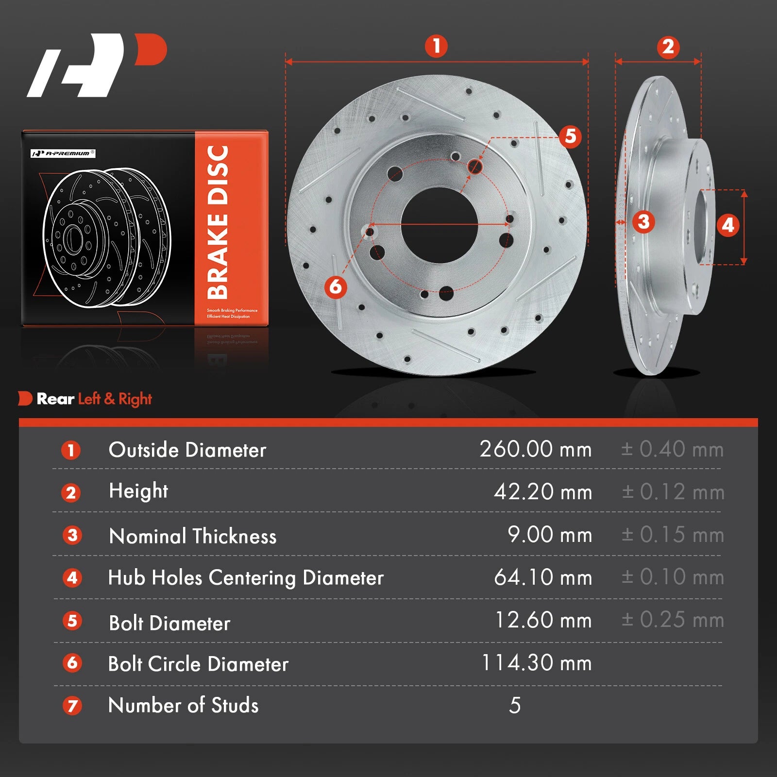 Rear Side Drilled Brake Rotors for Honda Civic (2006–2015) Acura ILX CSX