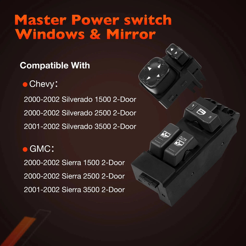 Power Window Door & Mirror Switch for Chevy Silverado GMC Sierra 1500 2500 (2000–2002)