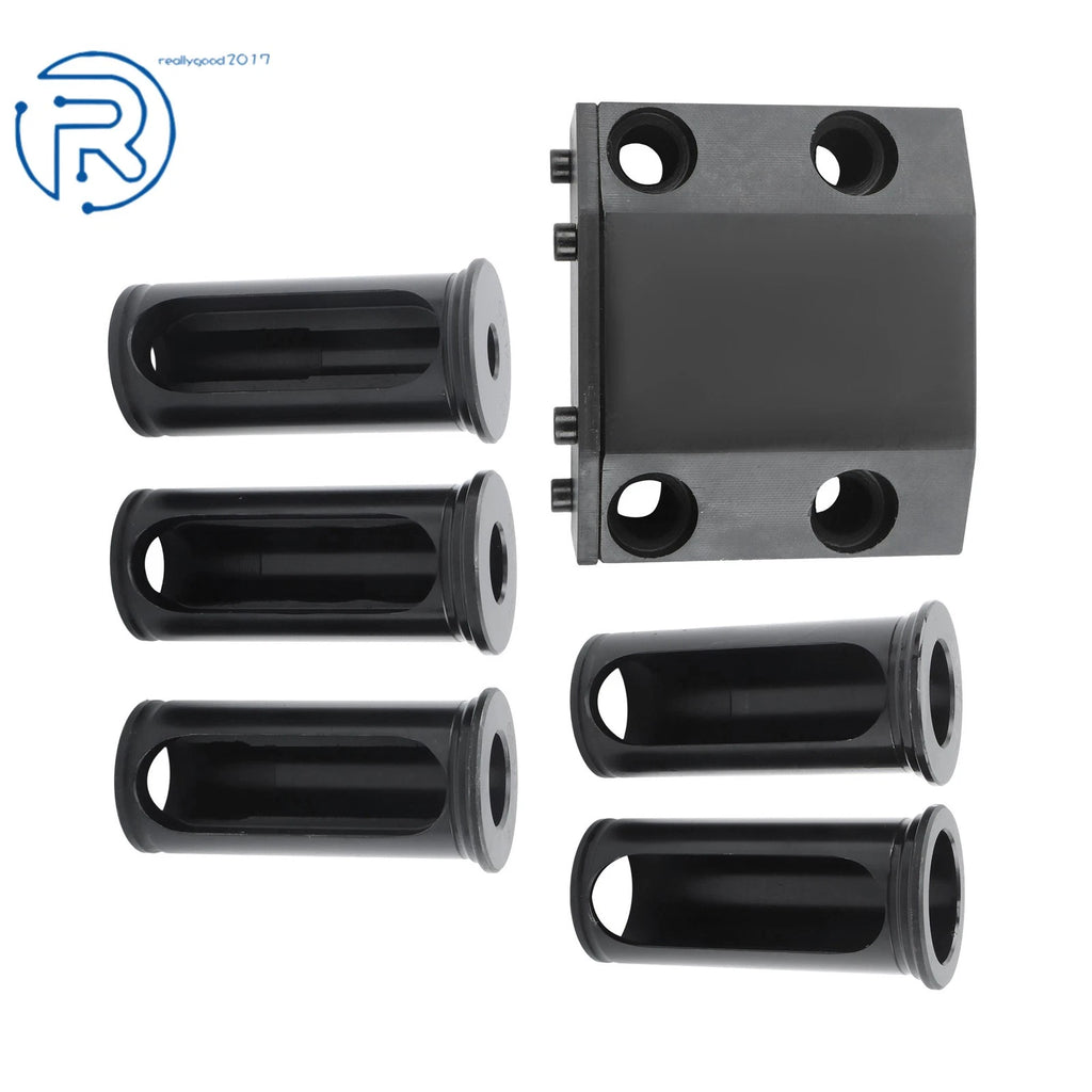 Boring Bar Lathe Turret Tool Holder Block 1.5" ID & 5 Pcs C Reduction Sleeves