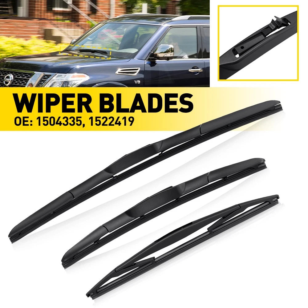 3Pcs Wiper Blades Set for Nissan Armada (2017–2022) 14" 19" 12"
