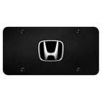 Chrome Logo on Black License Plate - Officially Licensed for Honda