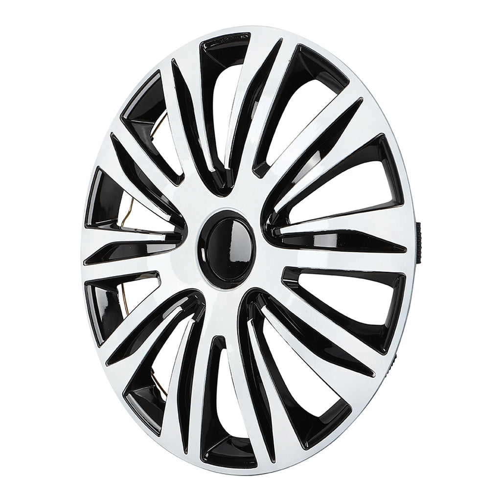 Set of 4 Wheel Hub Caps for R17 Tire & Rim - Snap On Black & White