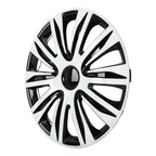 Set of 4 Wheel Hub Caps for R17 Tire & Rim - Snap On Black & White