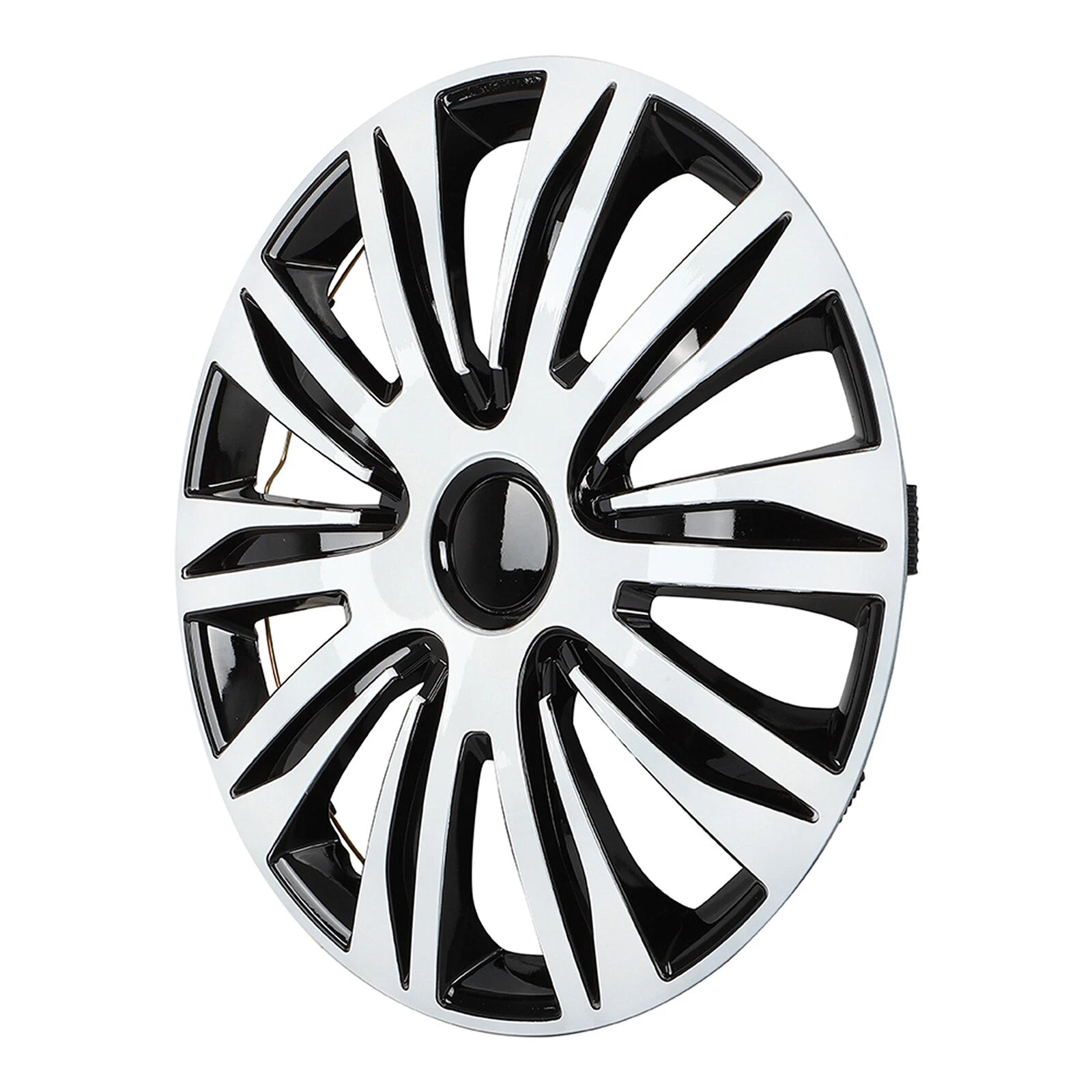 Set of 4 Wheel Hub Caps for R17 Tire & Rim - Snap On Black & White