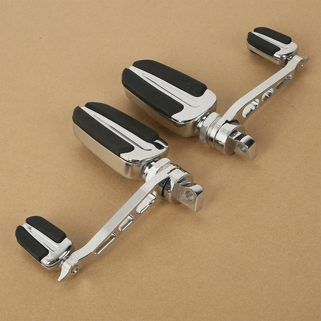 Chrome Slipstream Foot Pegs & Heel Rest for Harley Dyna Softail Sportster