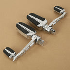 Chrome Slipstream Foot Pegs & Heel Rest for Harley Dyna Softail Sportster