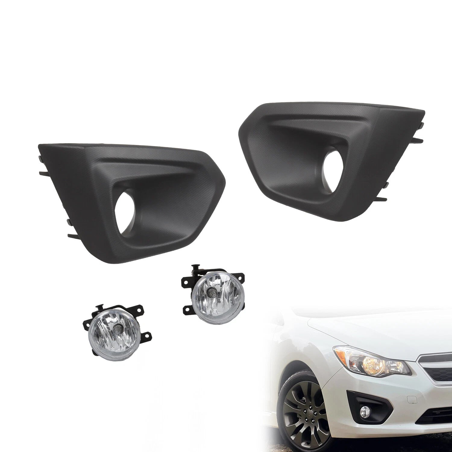 Pair of Fog Lights for Subaru Impreza (2012–2014) - Front Bumper Lamps w/ Bezel