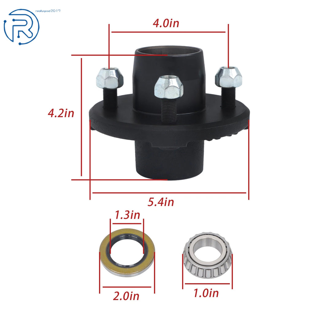 2X 4 Lug Trailer Hub Kit for 2000lbs Axle (1" Spindle)