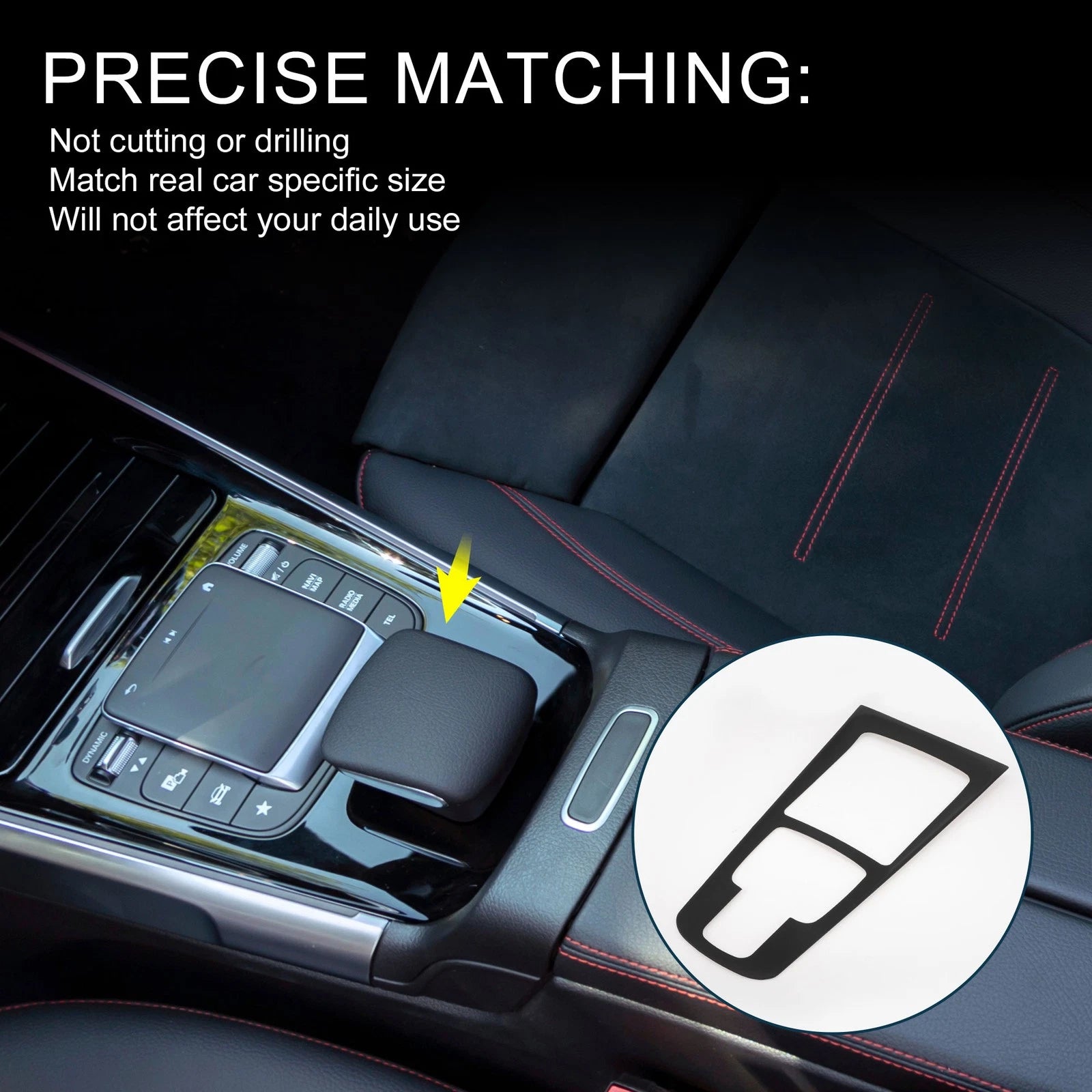 Center Console Panel Sticker for Mercedes-Benz GLA / GLB / EQA (2020–2023) Matte Black