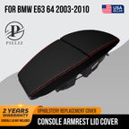 Console Lid Armrest Cover for BMW E63 E64 (2003–2010) Carbon Fiber Red Stitch