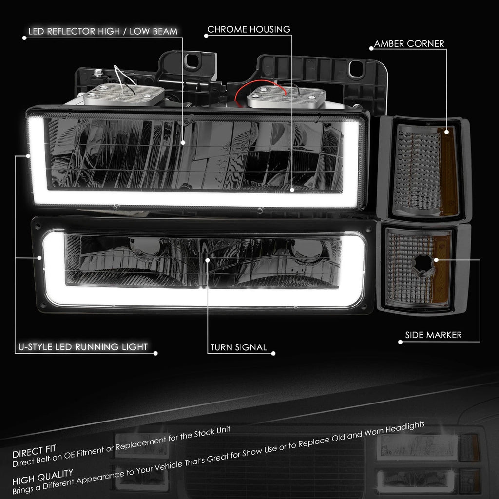 U-LED Headlight + Signal + Amber Corner Lamp for GMC C/K 1500-3500 (1994–2000)