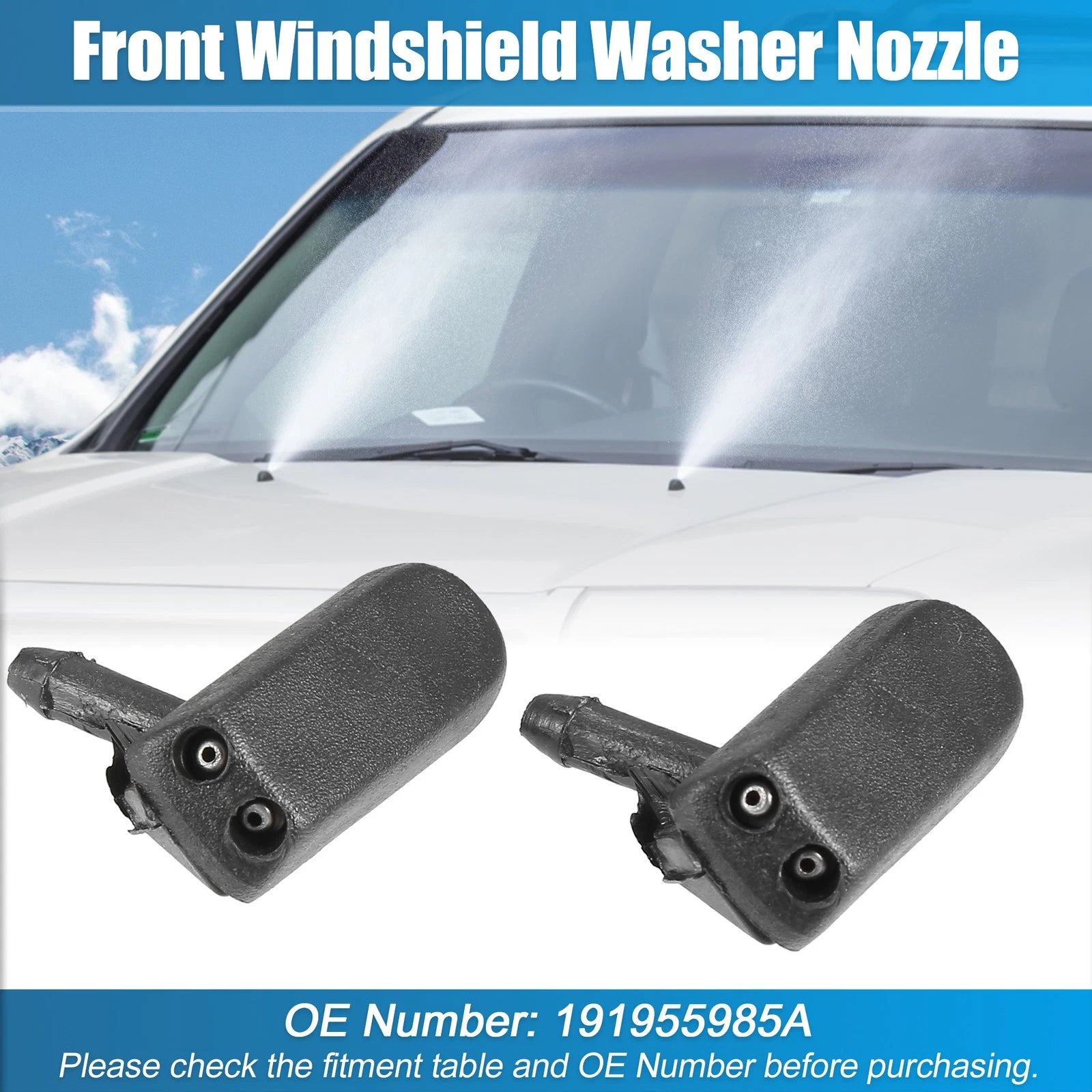 2pcs Windshield Wiper Washer Nozzle Spray Jet for Volkswagen (1910–2023)