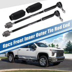6pcs Front Inner Outer Tie Rod End Links for Cadillac Escalade (2002–2023) No. ES800223