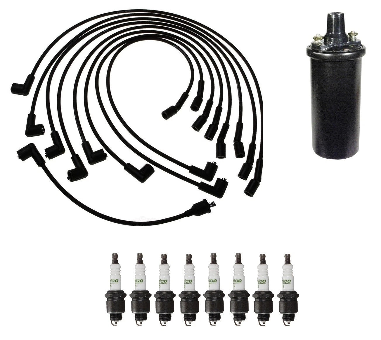 Ignition Wires & Coil with 8 Spark Plugs Kit for Chevrolet Impala (1994–1996)