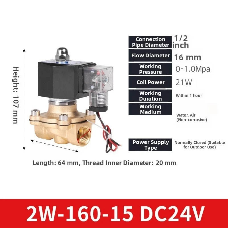 DC24V Brass Direct Acting Water Valve for Small Pumps