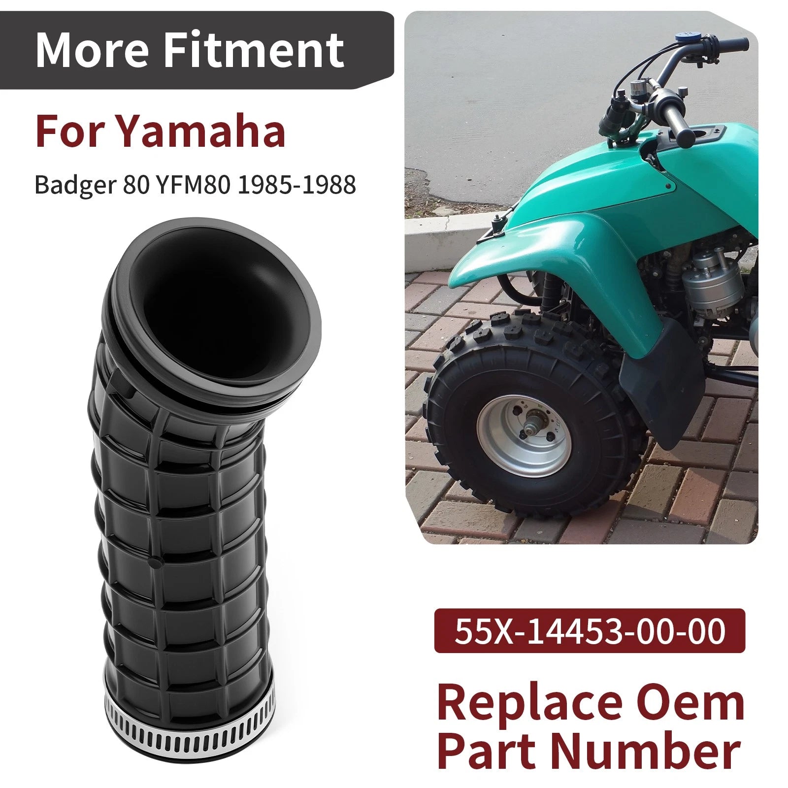 Air Box Joint Intake Boot for Yamaha Badger 80 YFM80 (1985–1988) 55X-14453-00-00