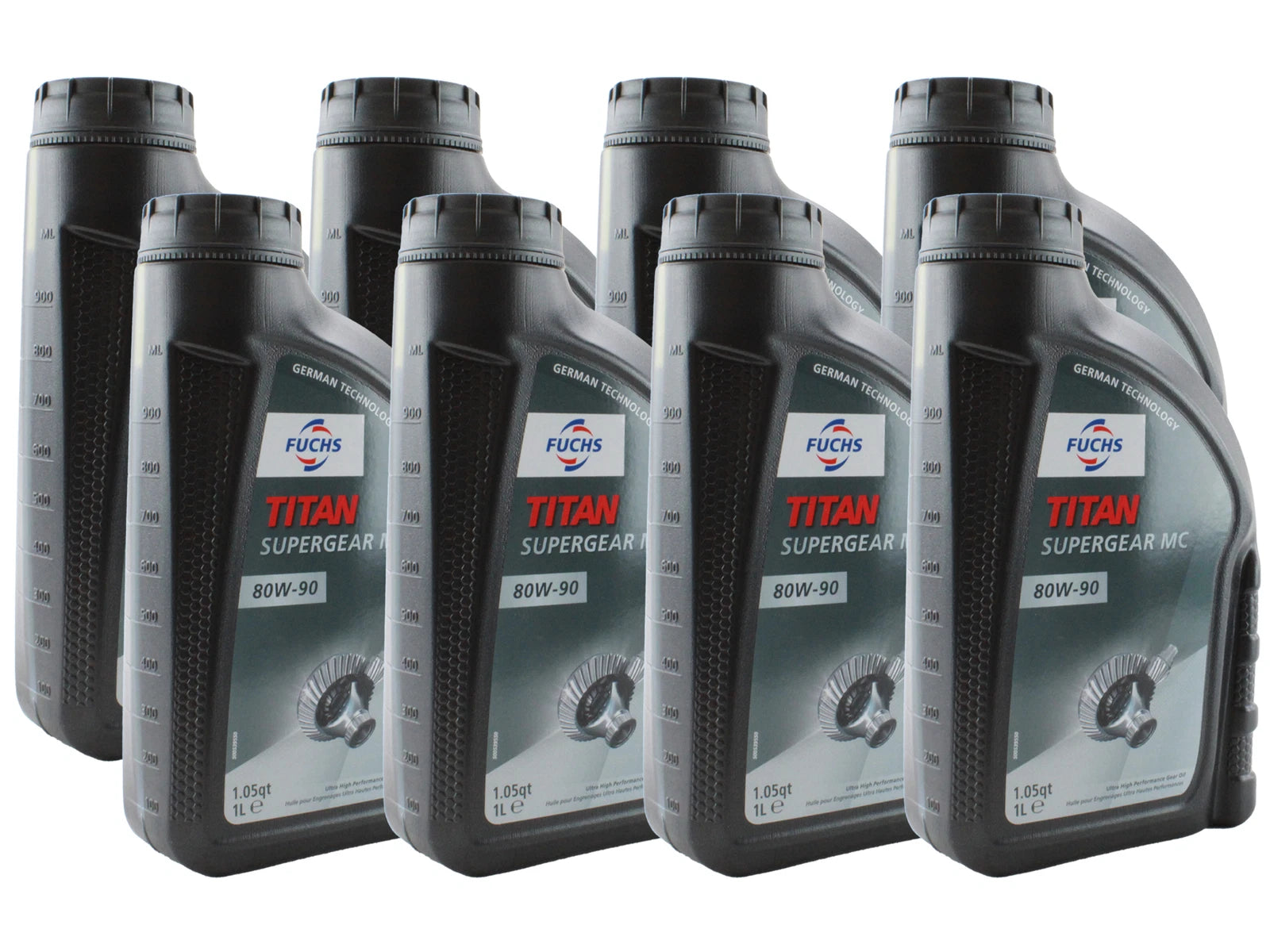 Set of 8 Fuchs TITAN SUPERGEAR MC SAE 80W-90 Gear Oil for Audi BMW Ford MB