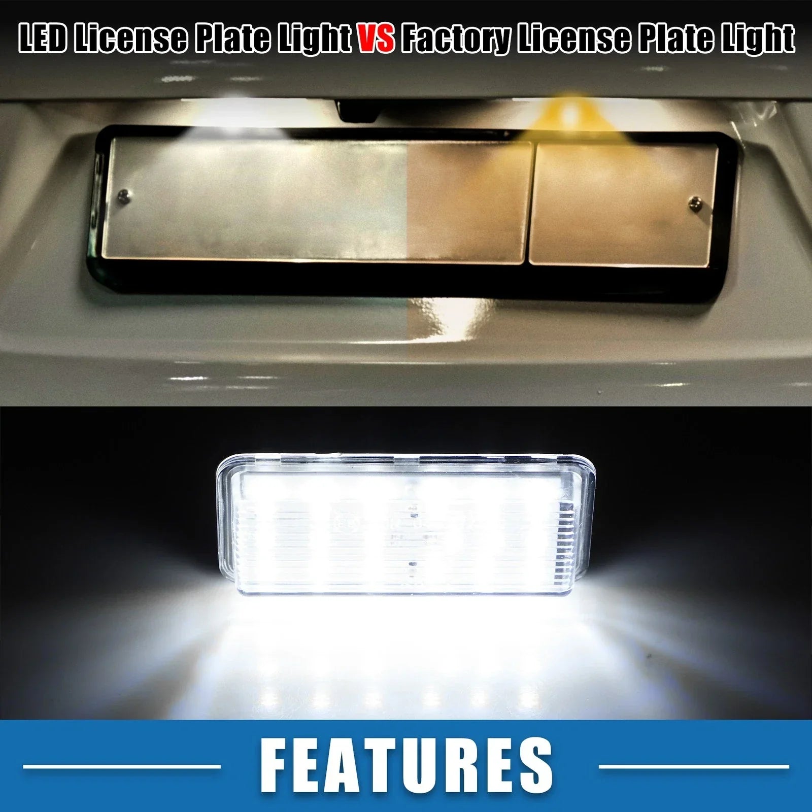 2 x White LED License Plate Lights for Toyota Land Cruiser (2016-2023)