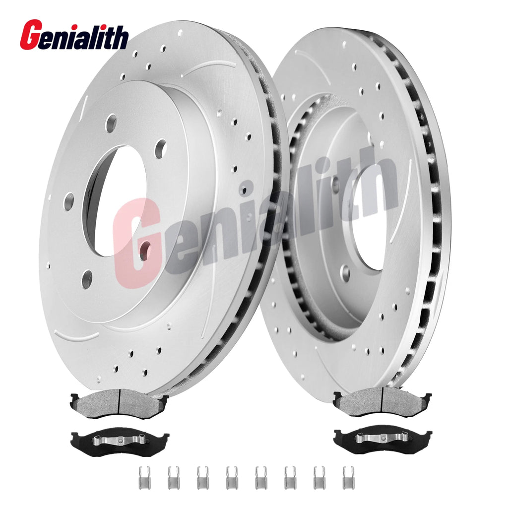 Set of 2 Front Drilled Brake Rotors & Pads for Jeep Cherokee (1999–2006)