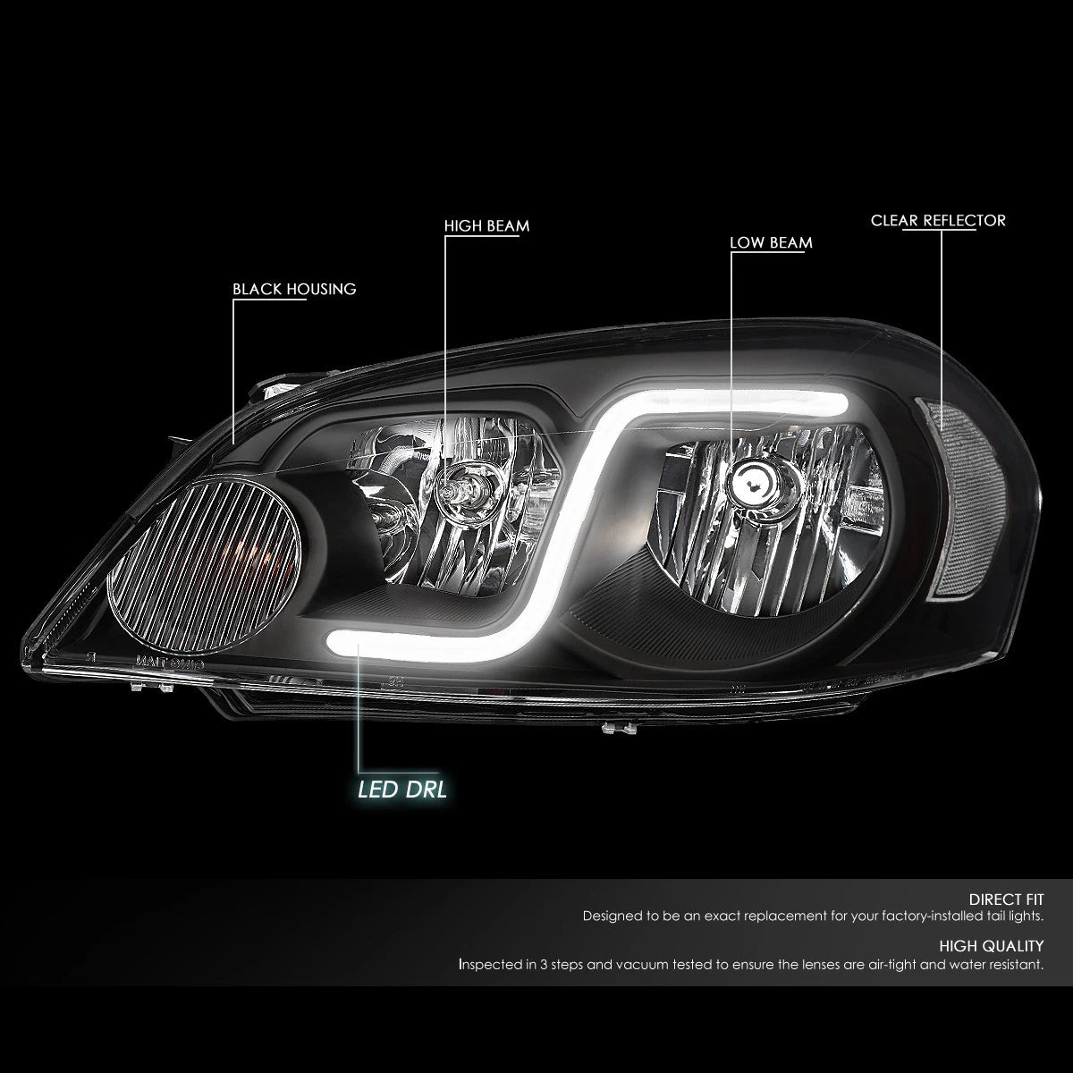 LED DRL Headlight/Lamp Pair for Chevy Impala (2006–2016)