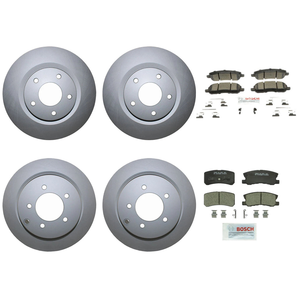 Front & Rear Brake Kit Disc Rotors & Bosch Ceramic Pads for Chrysler Dodge Jeep