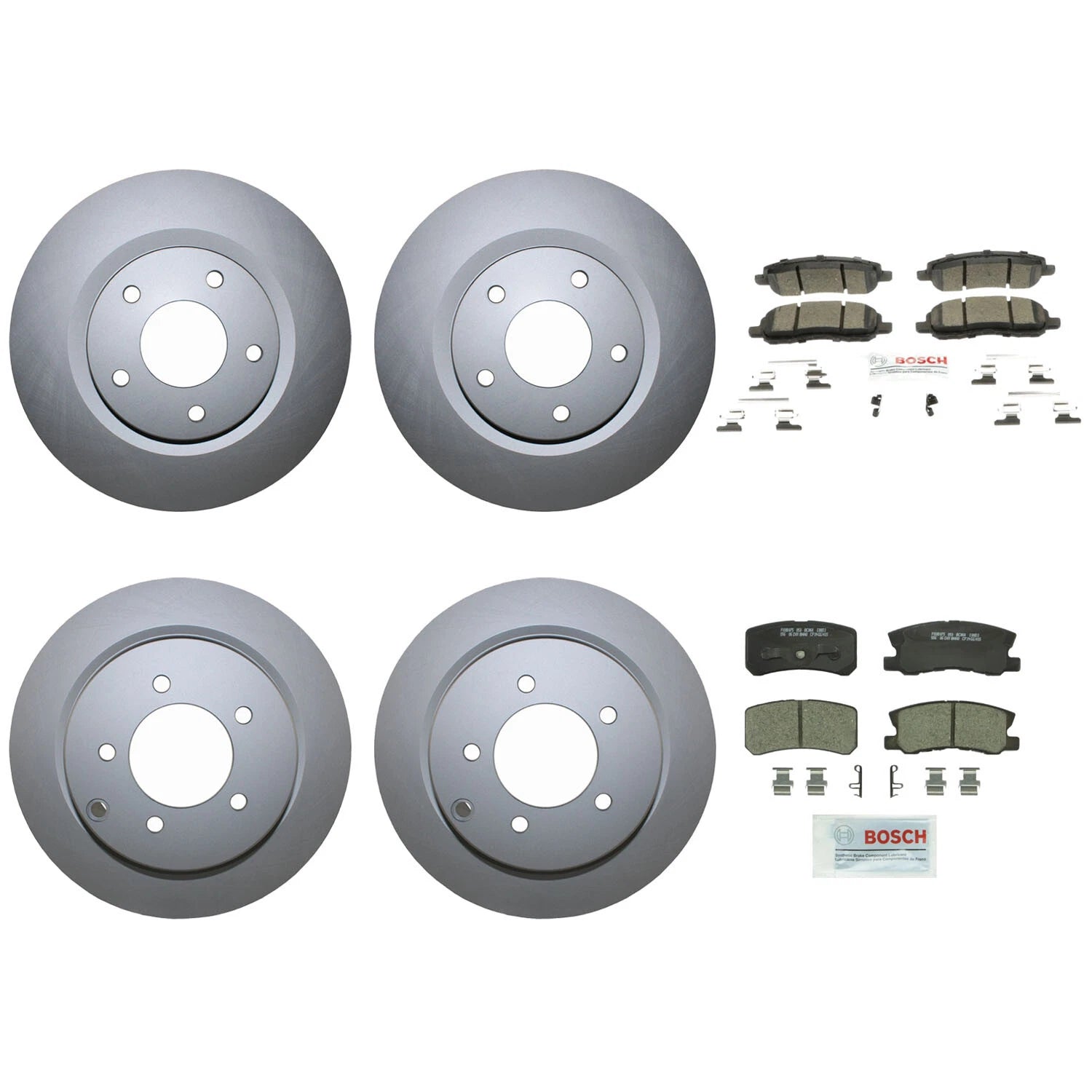 Front & Rear Brake Kit Disc Rotors & Bosch Ceramic Pads for Chrysler Dodge Jeep