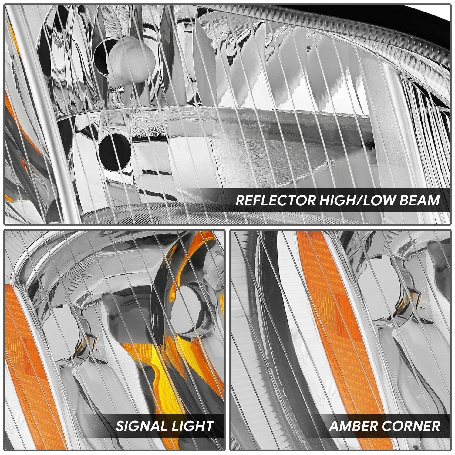 Chrome Amber Headlight for Freightliner Business Class M2 (2003–2019)