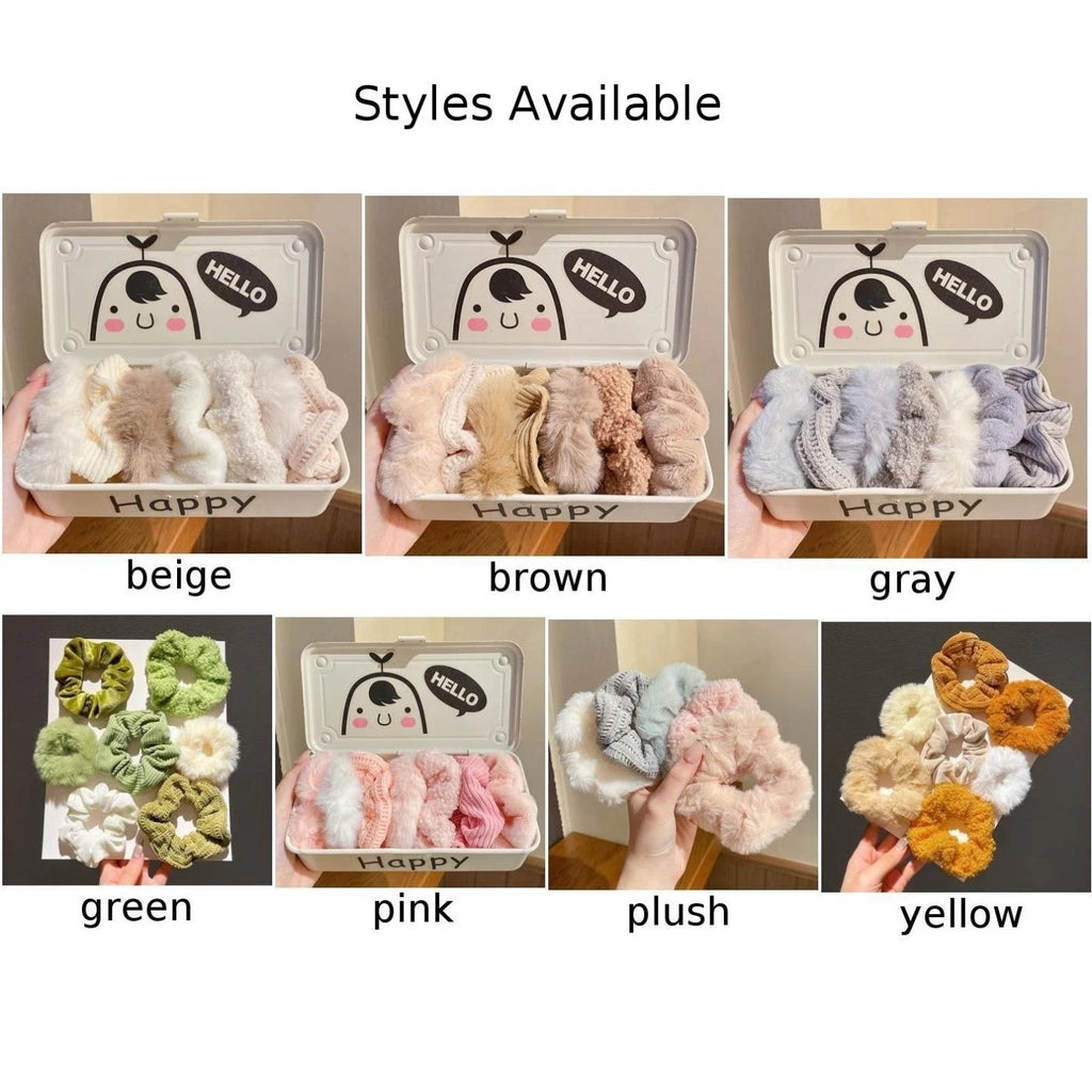 Set of 4 Compact Plush Hair Accessories for Effortless Styling